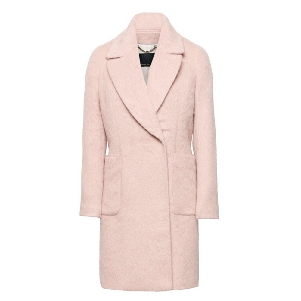 Banana Republic Blush Pink Fuzzy Italian Wool Mohair Alpaca Car Coat XS